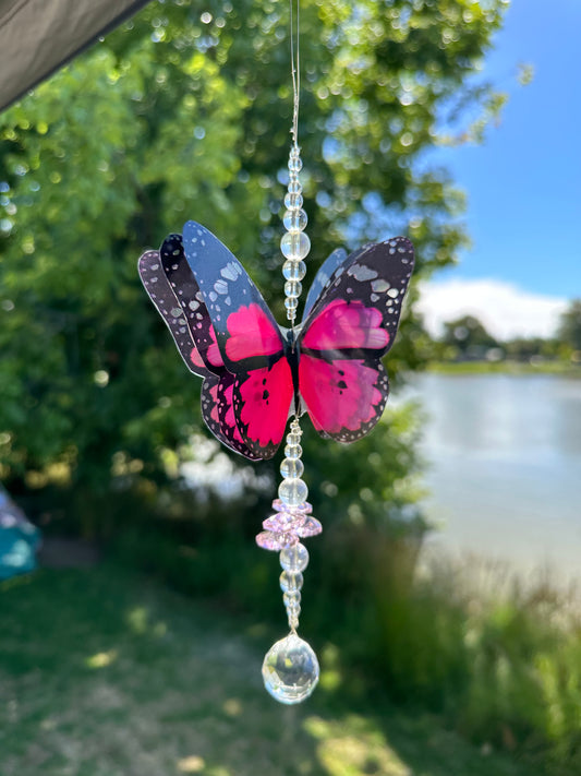 Small Pink Butterfly Suncatcher